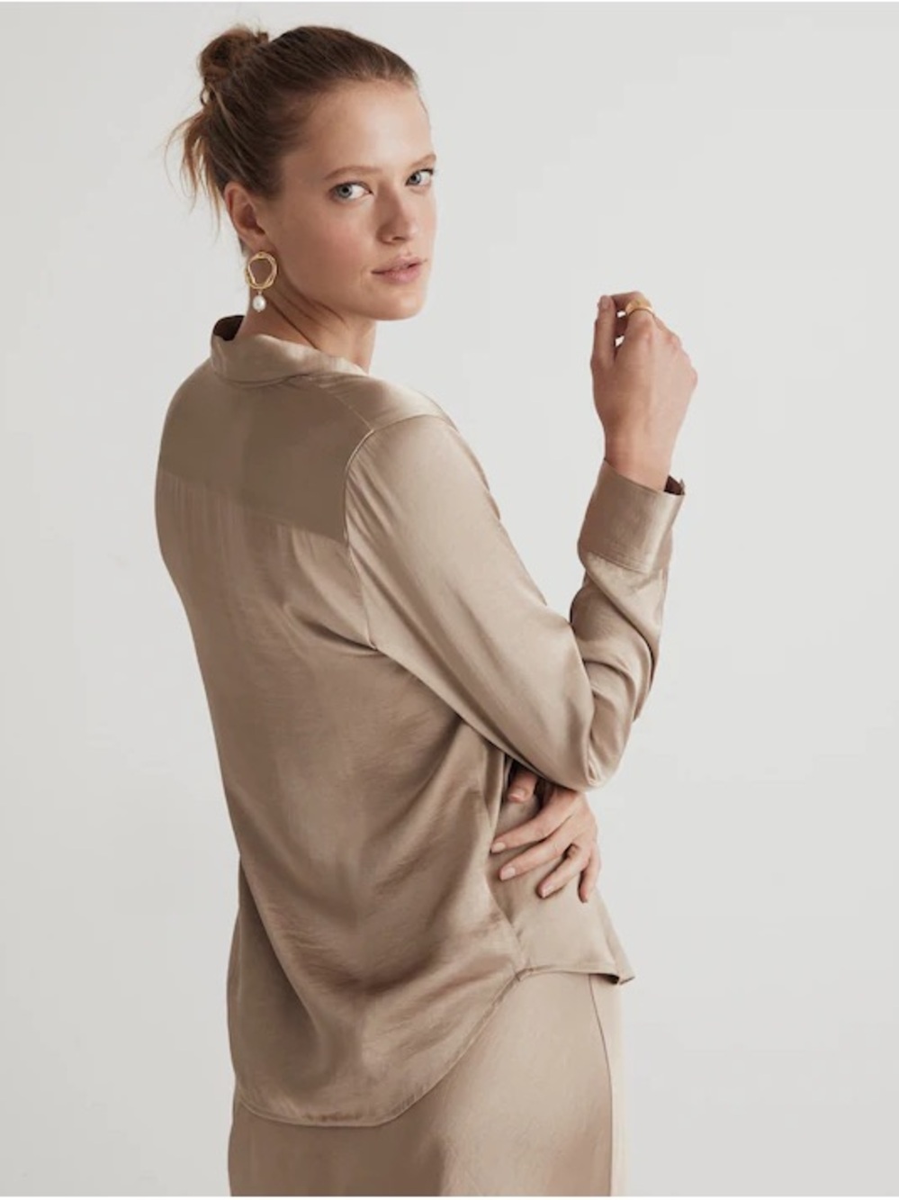 Madewell Darted Button Up Satin Top - Picture 3 of 10